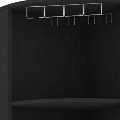 18" Black Wood Corner Bar Cabinet With Two Doors