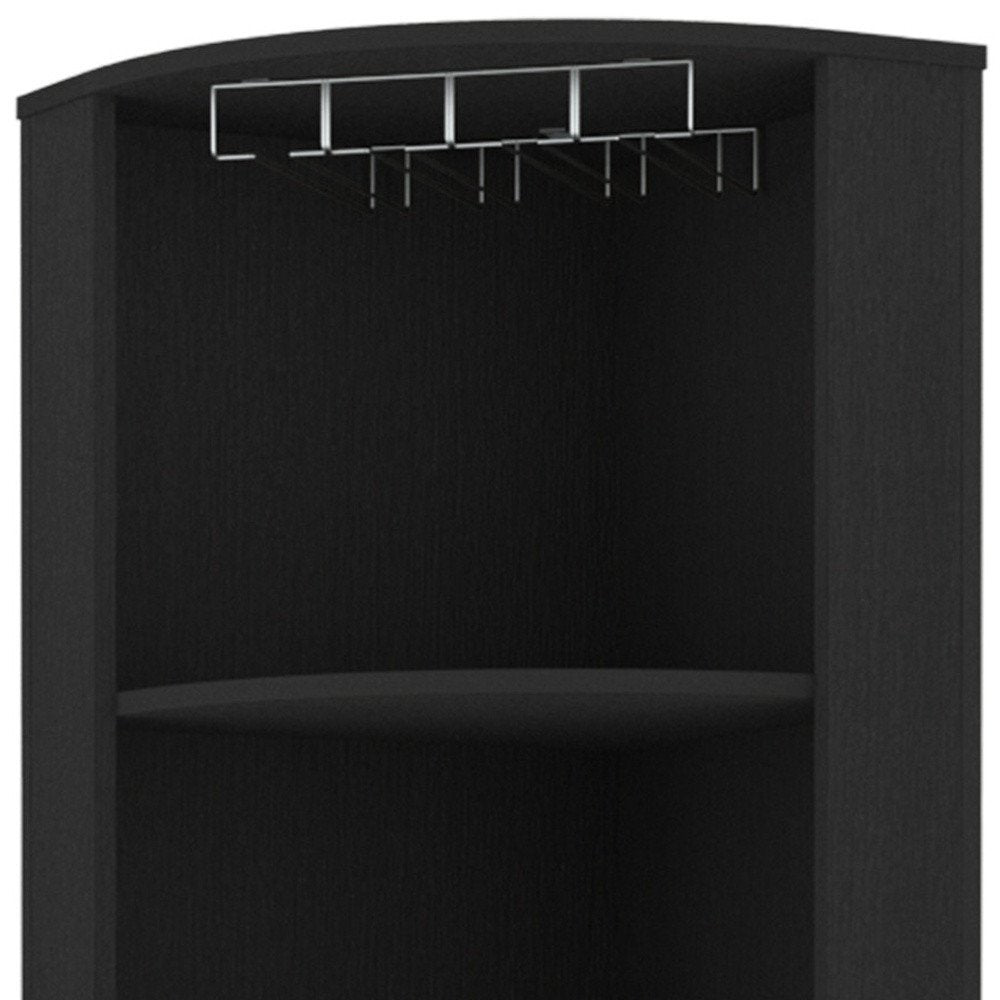 18" Black Wood Corner Bar Cabinet With Two Doors — view 4