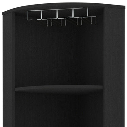 18" Black Wood Corner Bar Cabinet With Two Doors