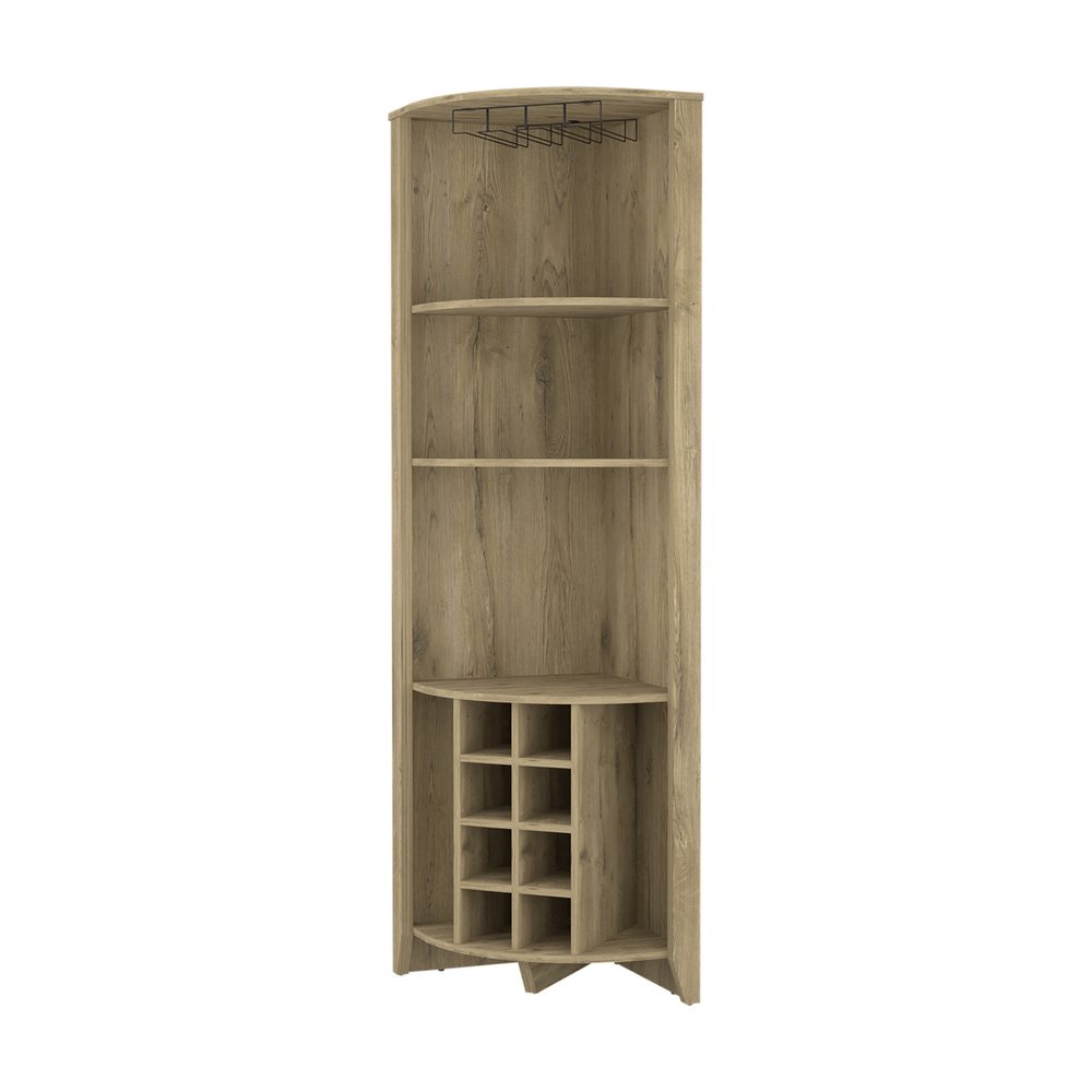 71" Light Brown Wood Corner Bar Cabinet HomeRoots