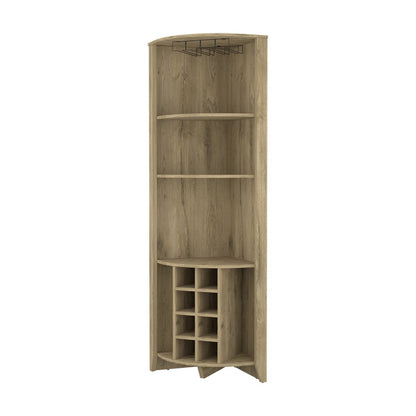71" Light Brown Wood Corner Bar Cabinet HomeRoots