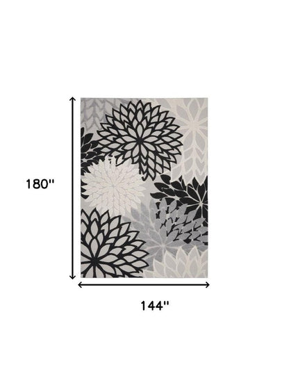 12' X 15' Black And White Indoor Outdoor Runner Rug HomeRoots