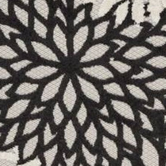 8' Black And White Indoor Outdoor Runner Rug