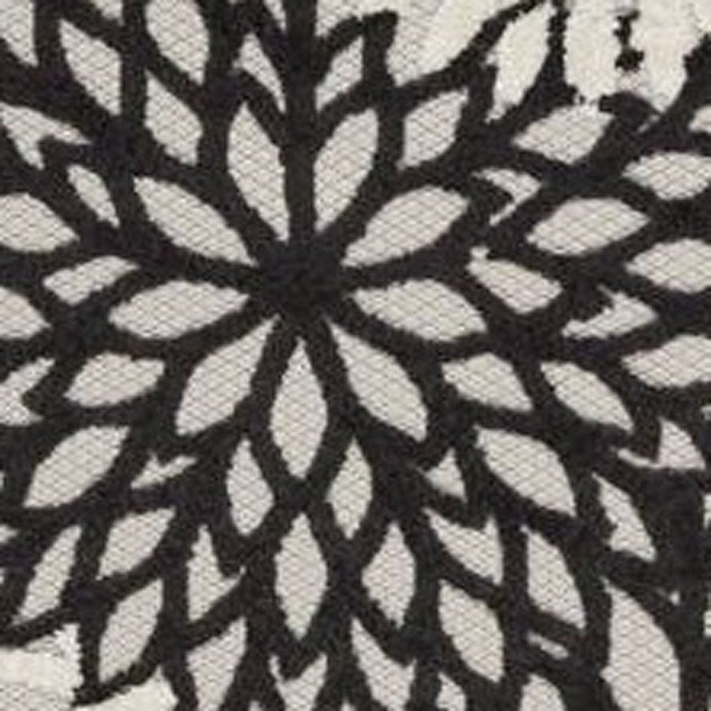 8' Black And White Indoor Outdoor Runner Rug — view 1