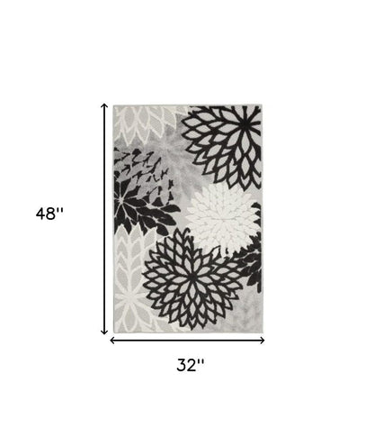3' X 4' Black And White Indoor Outdoor Area Rug HomeRoots