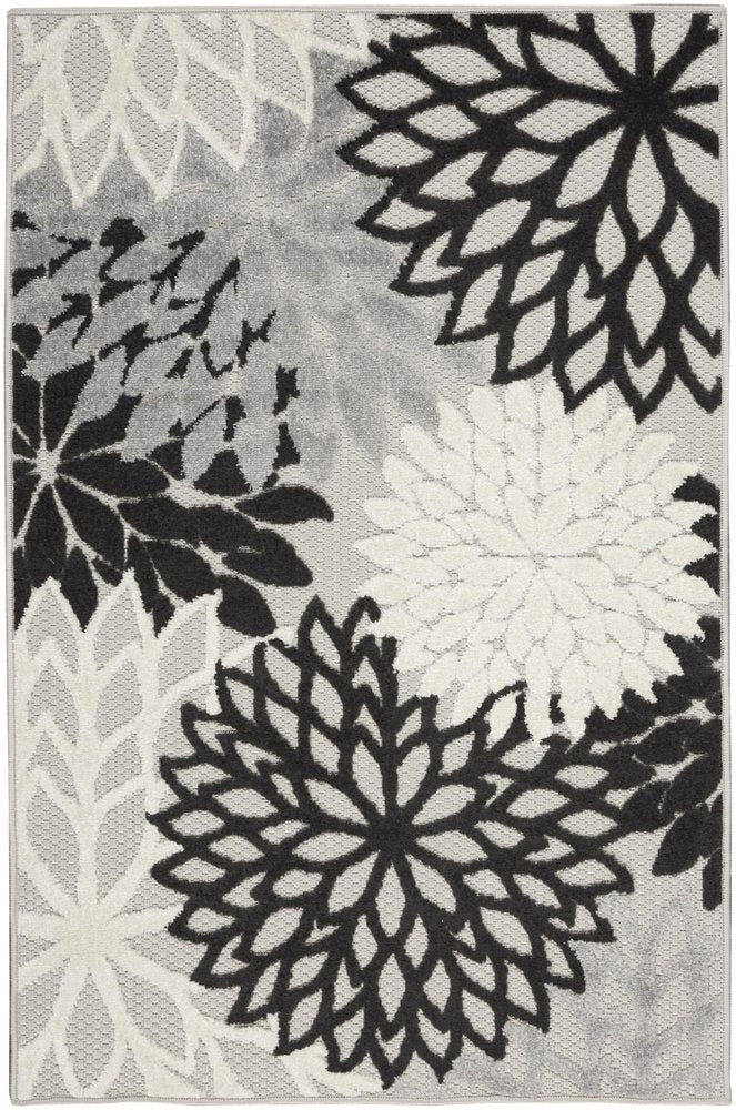 3' X 4' Black And White Indoor Outdoor Area Rug HomeRoots