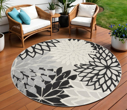 8' X 8' Black And White Indoor Outdoor Area Rug HomeRoots