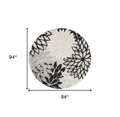 8' X 8' Black And White Indoor Outdoor Area Rug HomeRoots