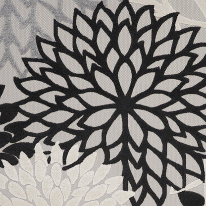 10' X 13' Black And White Floral Indoor Outdoor Area Rug HomeRoots