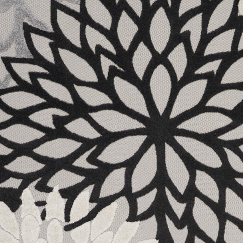 10' X 13' Black And White Floral Indoor Outdoor Area Rug HomeRoots