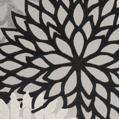 10' X 13' Black And White Floral Indoor Outdoor Area Rug HomeRoots