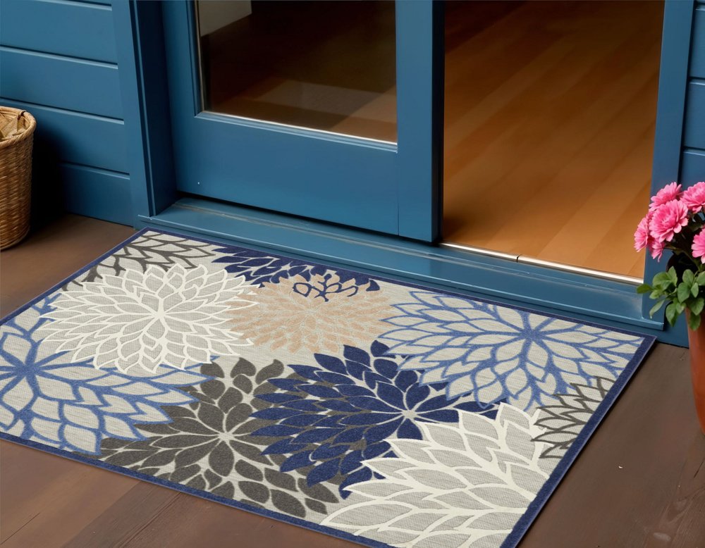 3' X 5' Blue Indoor Outdoor Area Rug — view 4
