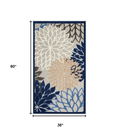 3' X 5' Blue Indoor Outdoor Area Rug HomeRoots