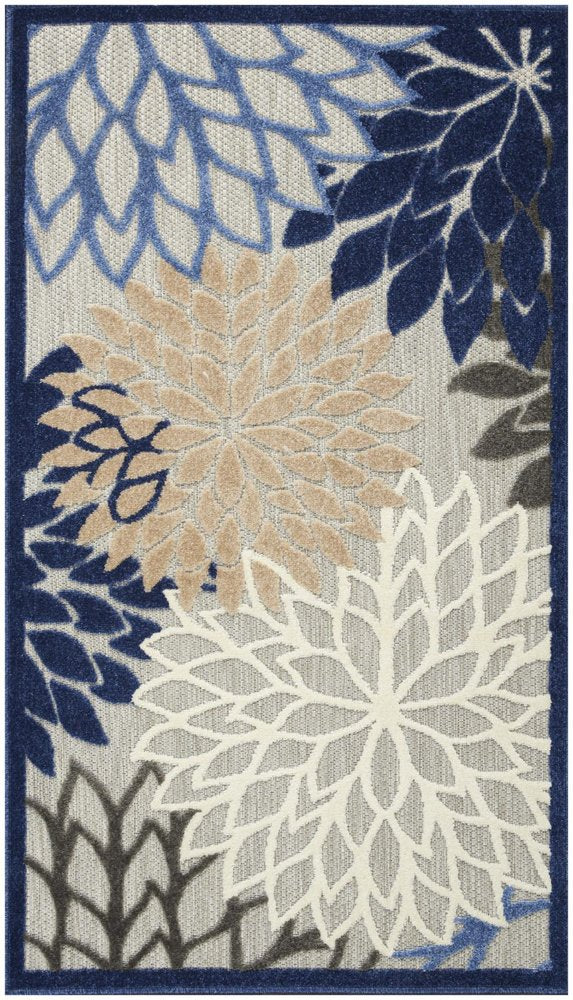 3' X 5' Blue Indoor Outdoor Area Rug HomeRoots