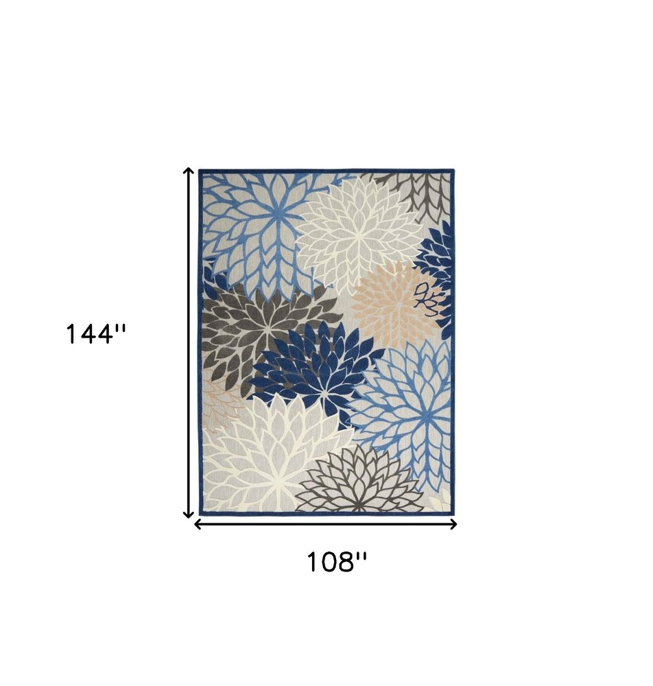 9' X 12' Blue Indoor Outdoor Area Rug — view 1