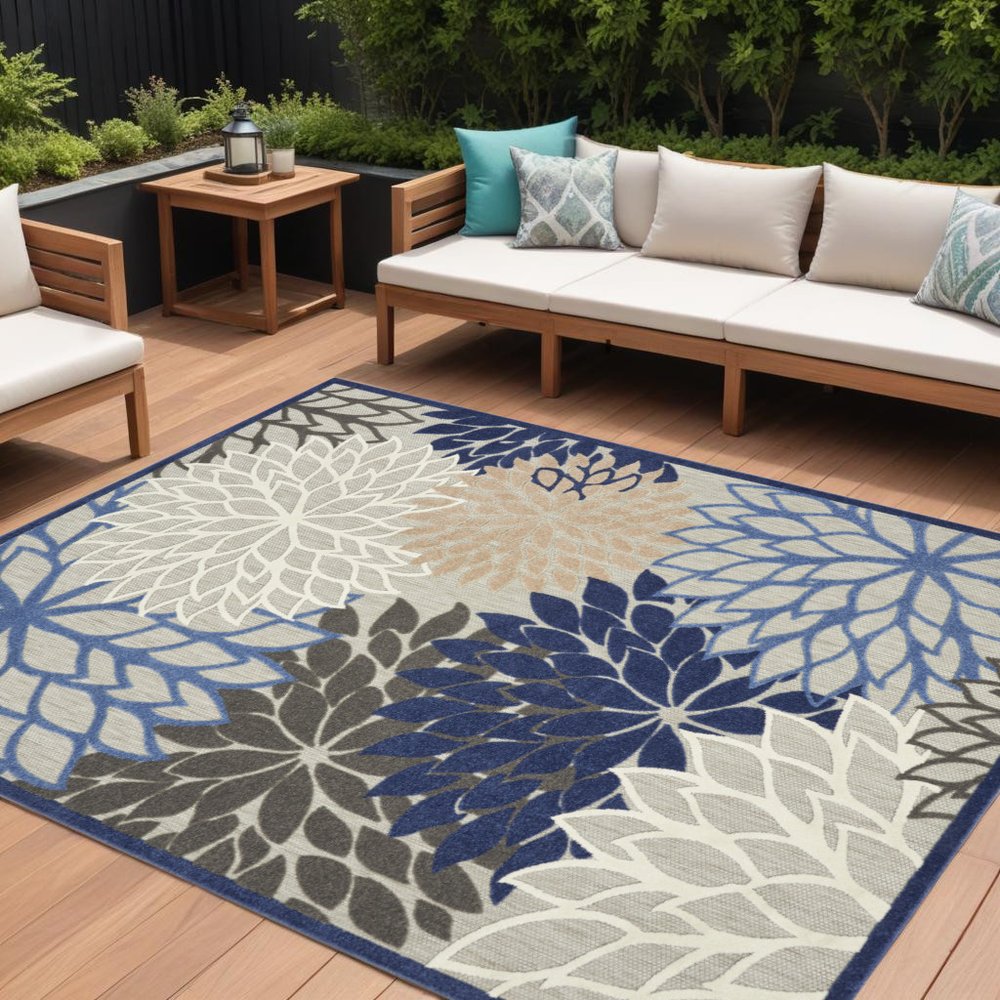 10' X 13' Blue Indoor Outdoor Area Rug — view 4