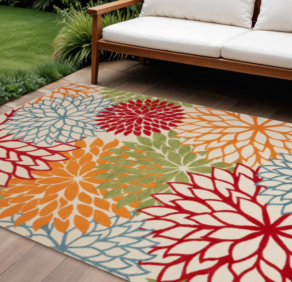 9' X 12' Green And Ivory Indoor Outdoor Area Rug HomeRoots