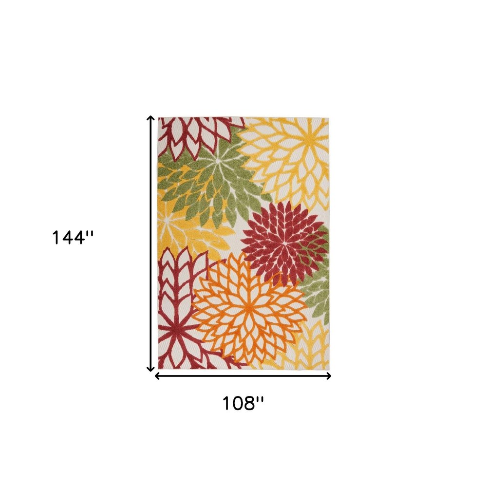 9' X 12' Green And Ivory Indoor Outdoor Area Rug HomeRoots