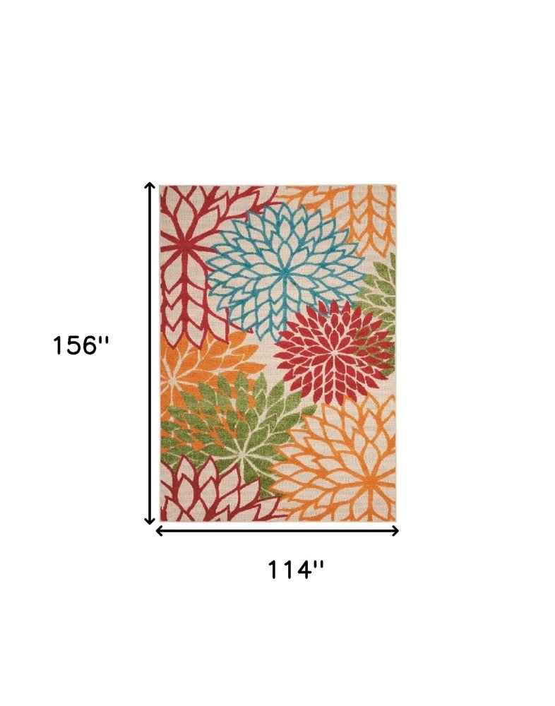 10' X 13' Green And Ivory Indoor Outdoor Area Rug — view 1