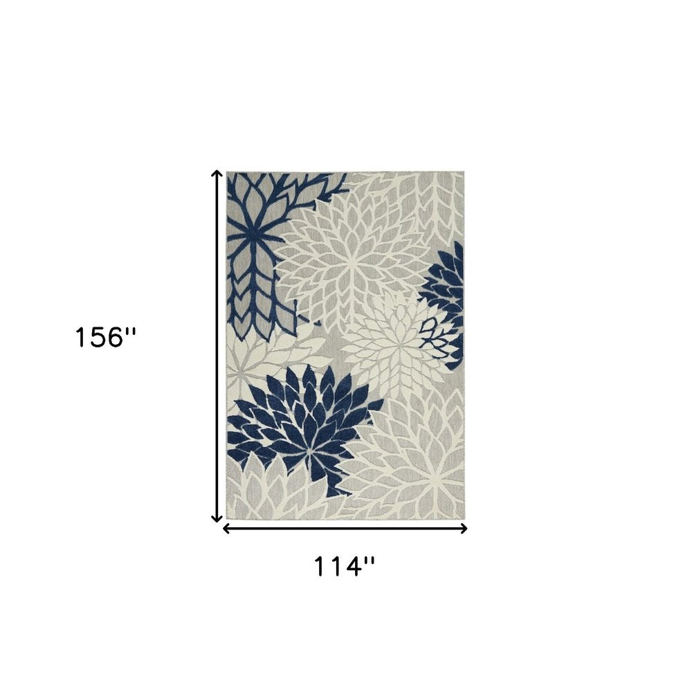 10' X 13' Ivory And Blue Indoor Outdoor Area Rug HomeRoots
