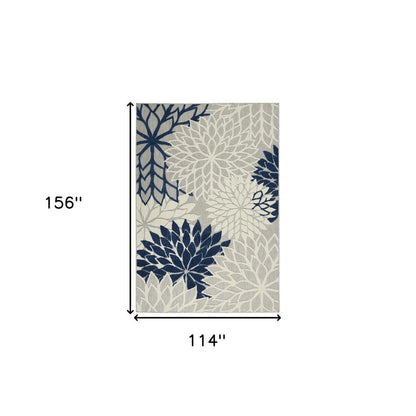 10' X 13' Ivory And Blue Indoor Outdoor Area Rug HomeRoots
