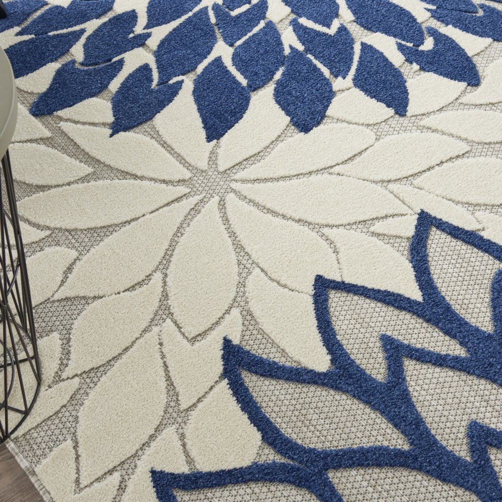 10' X 13' Ivory And Blue Indoor Outdoor Area Rug HomeRoots