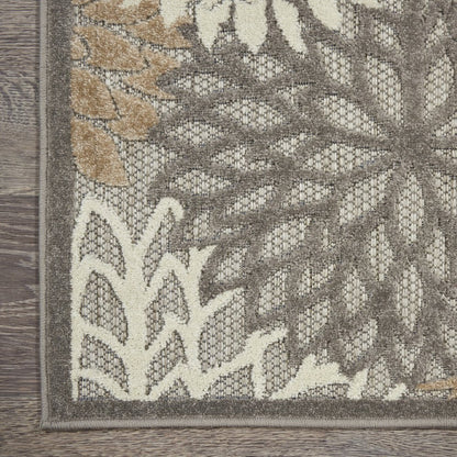 9' X 12' Gray And Ivory Indoor Outdoor Area Rug