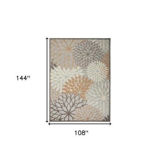 9' X 12' Gray And Ivory Indoor Outdoor Area Rug