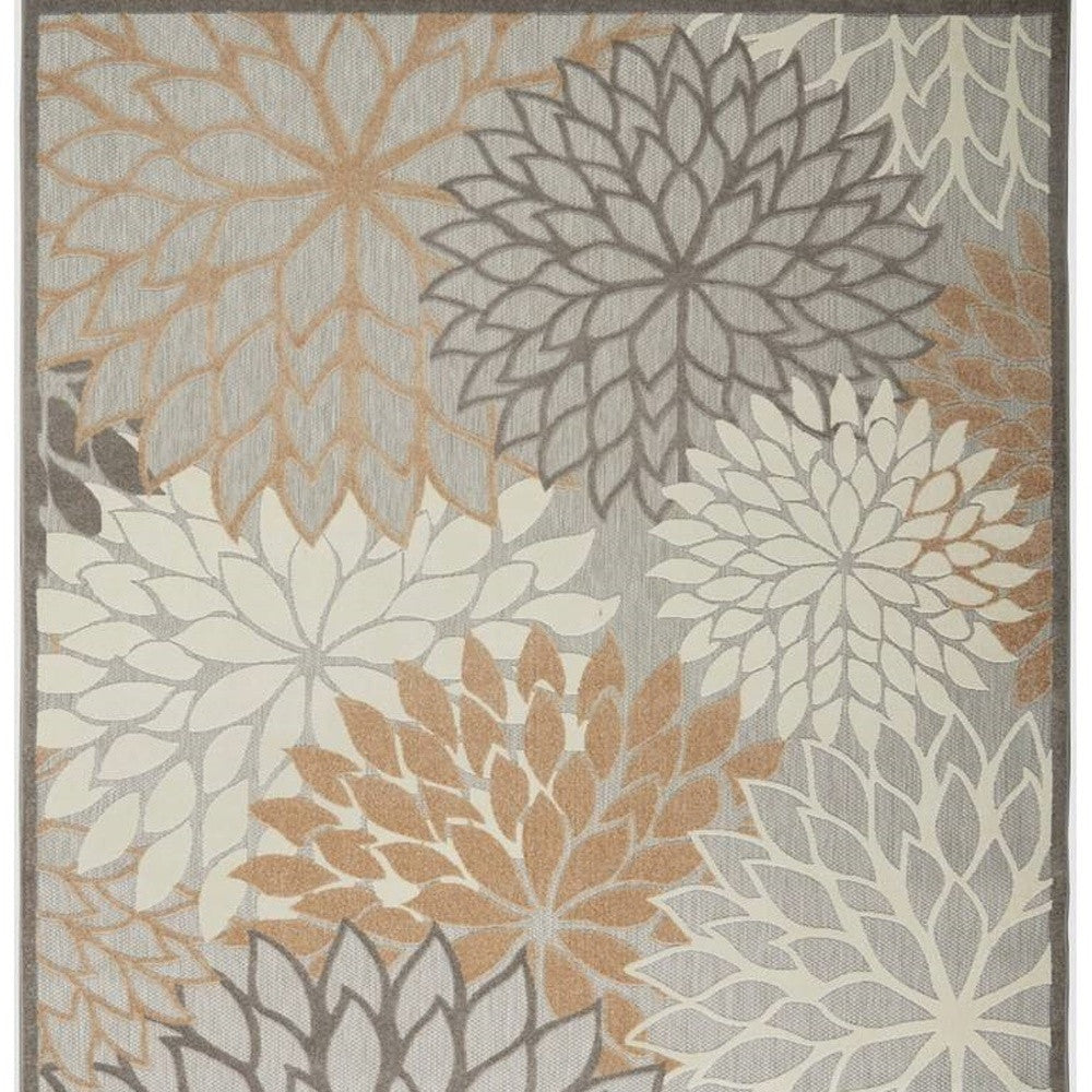 9' X 12' Natural Floral Non Skid Indoor Outdoor Area Rug