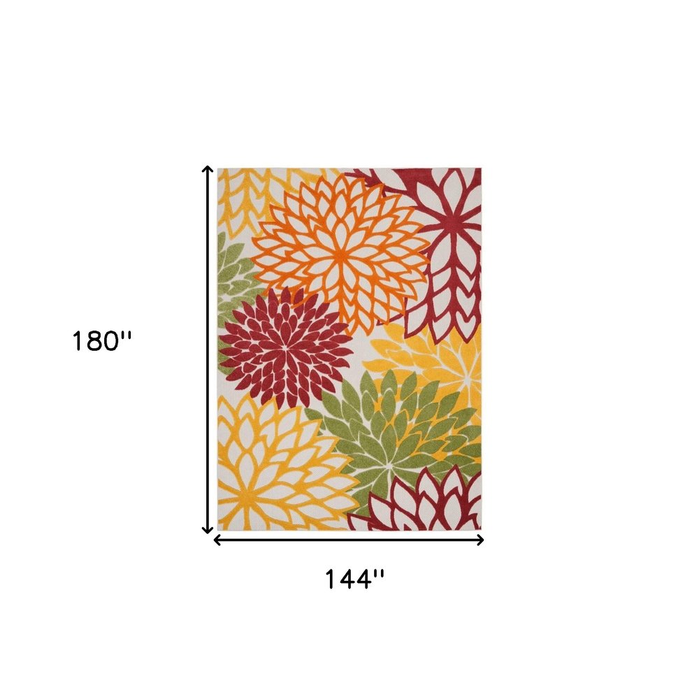 12' X 15' Red And Ivory Indoor Outdoor Area Rug HomeRoots