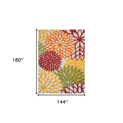 12' X 15' Red And Ivory Indoor Outdoor Area Rug HomeRoots