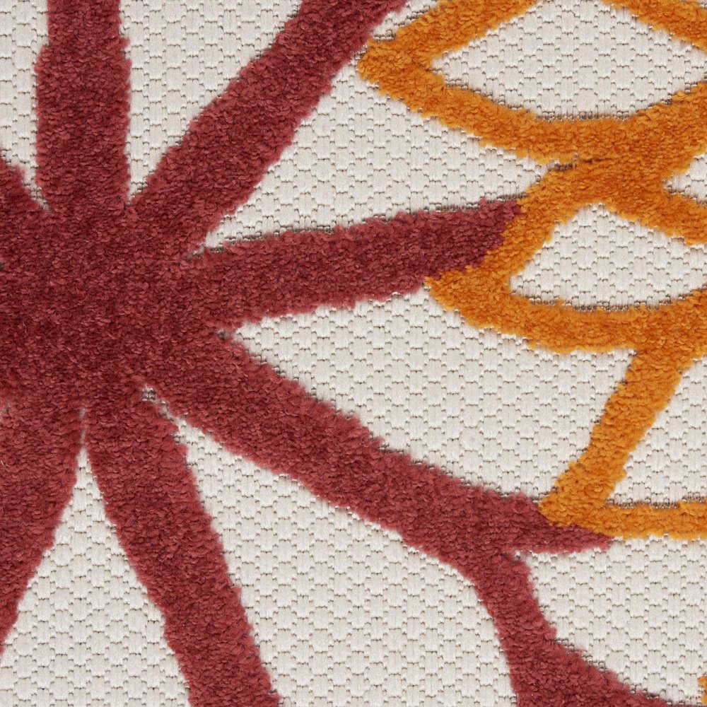 6' Red And Ivory Indoor Outdoor Runner Rug HomeRoots