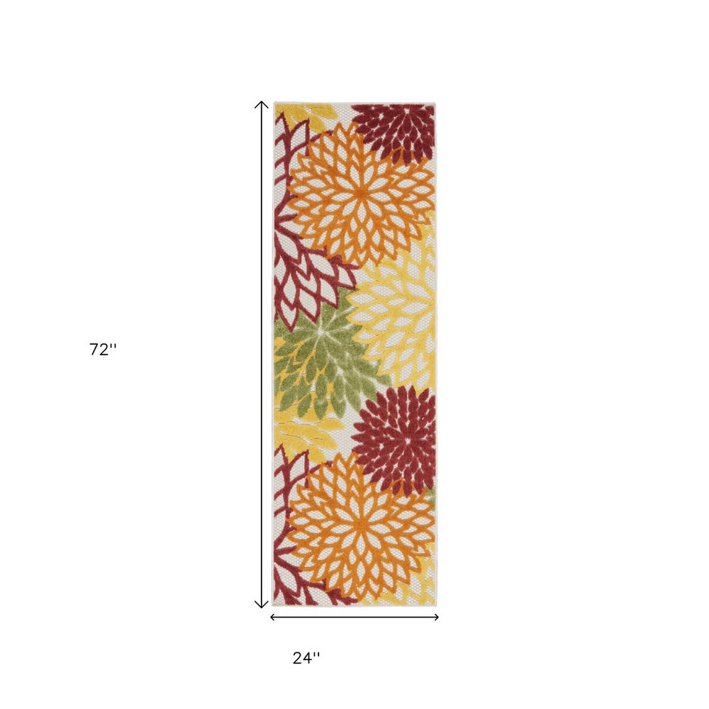 6' Red And Ivory Indoor Outdoor Runner Rug — view 4