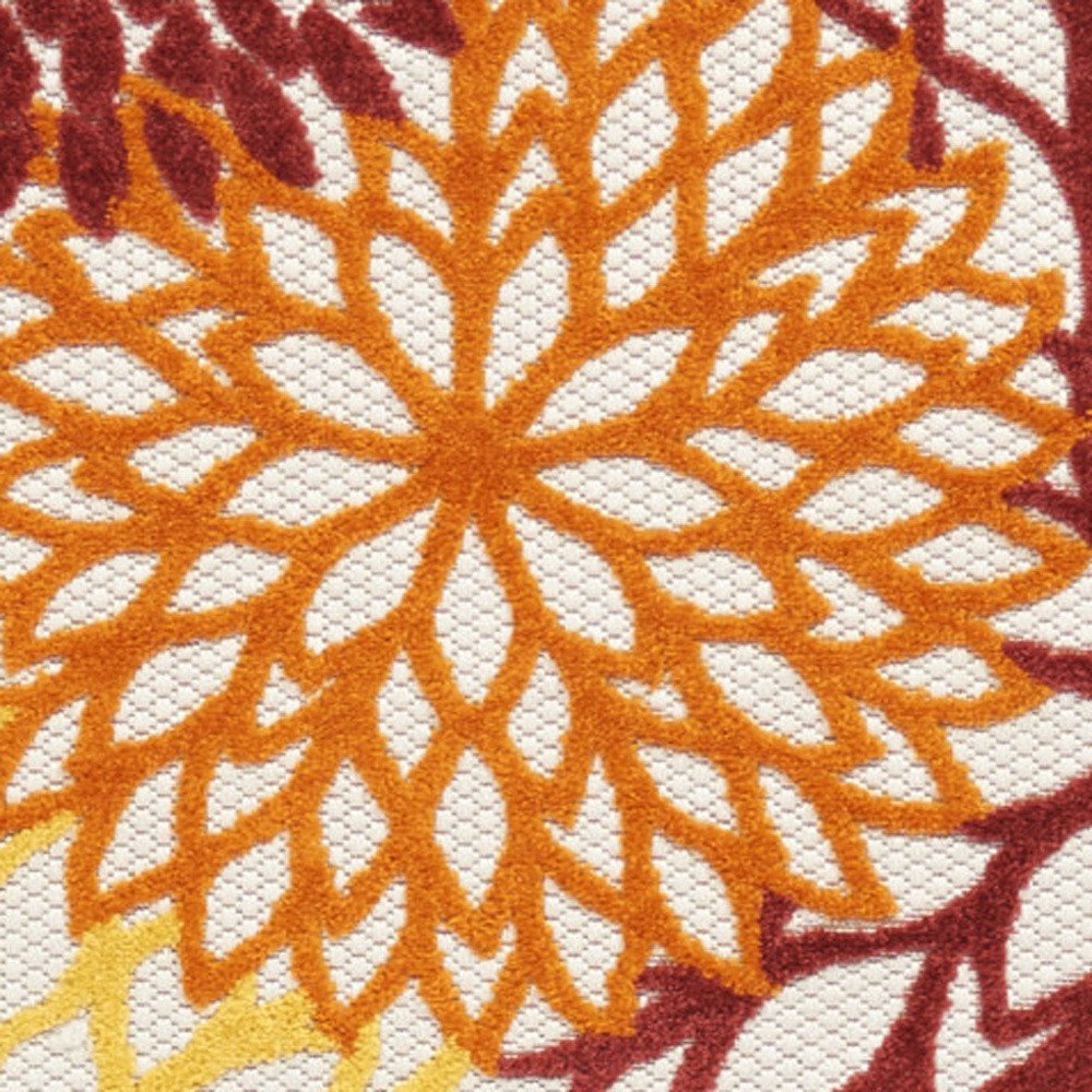 10' Red And Ivory Indoor Outdoor Runner Rug HomeRoots
