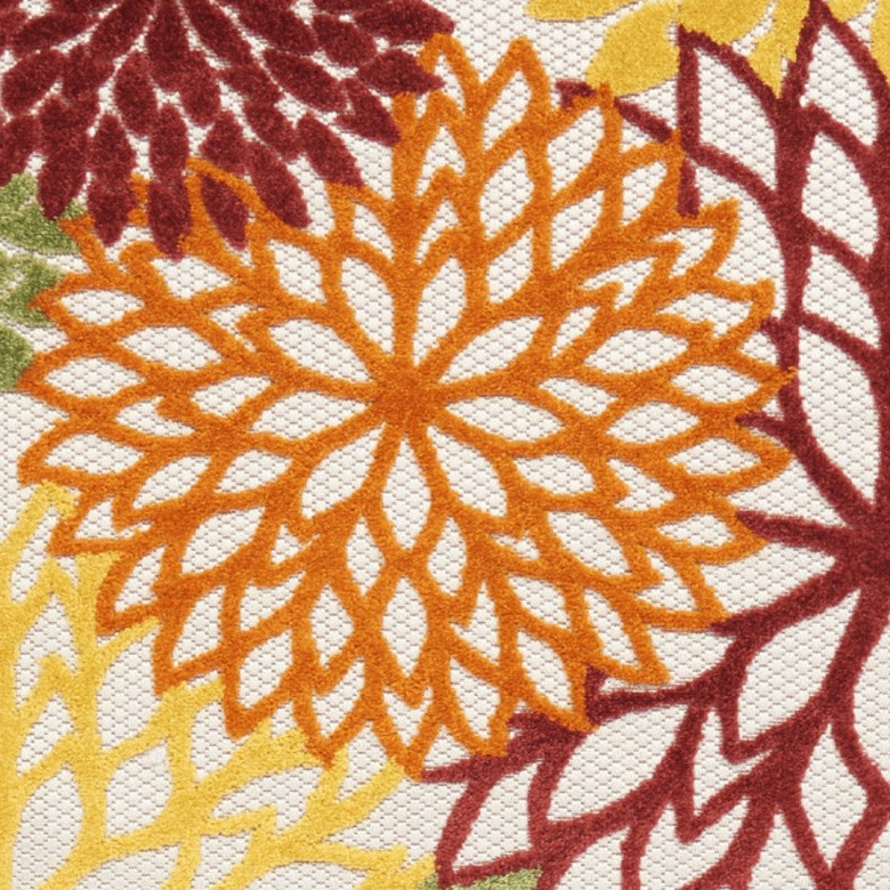 10' Red And Ivory Indoor Outdoor Runner Rug — view 3