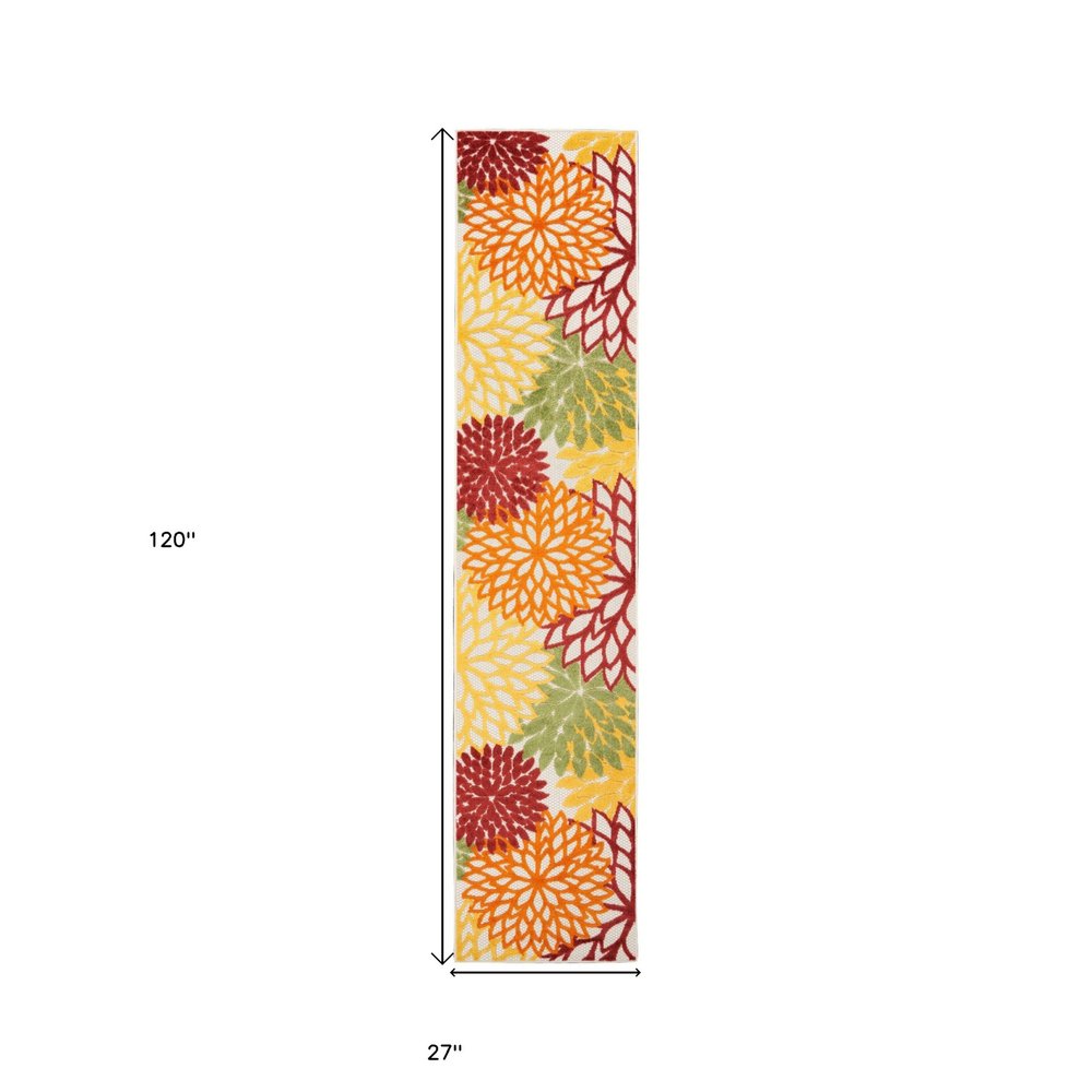 10' Red And Ivory Indoor Outdoor Runner Rug — view 1