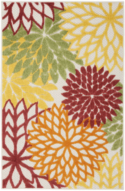 3' X 4' Red And Ivory Indoor Outdoor Area Rug