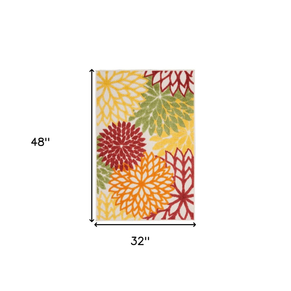 3' X 4' Red And Ivory Indoor Outdoor Area Rug HomeRoots