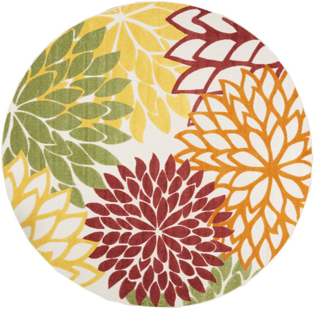 8' X 8' Red And Ivory Indoor Outdoor Area Rug — view 7