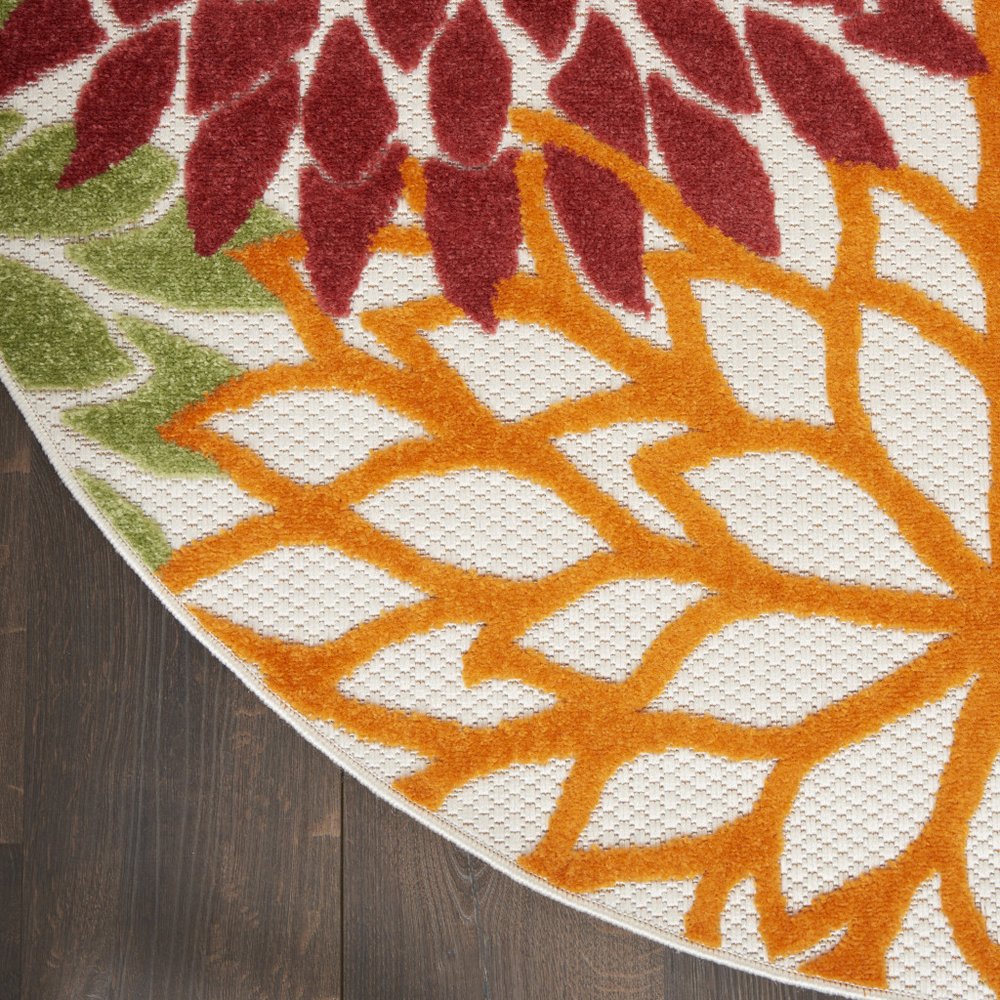8' X 8' Red And Ivory Indoor Outdoor Area Rug — view 9
