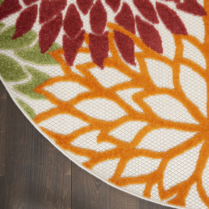 8' X 8' Red And Ivory Indoor Outdoor Area Rug HomeRoots