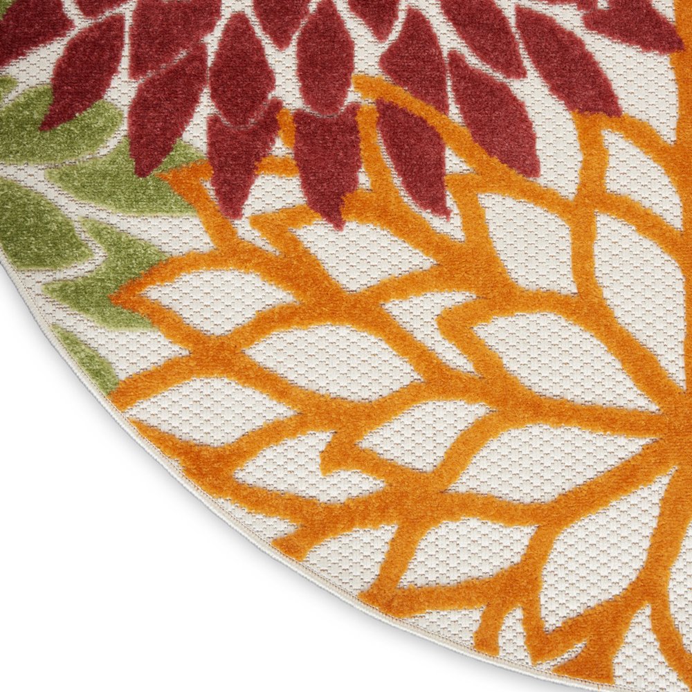 8' X 8' Red And Ivory Indoor Outdoor Area Rug — view 5
