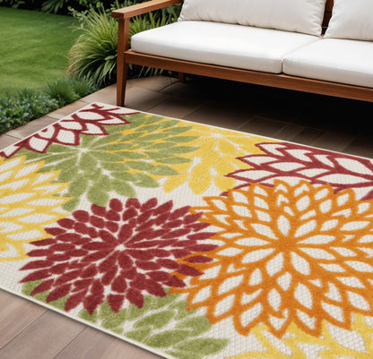 9' X 12' Red And Ivory Indoor Outdoor Area Rug HomeRoots