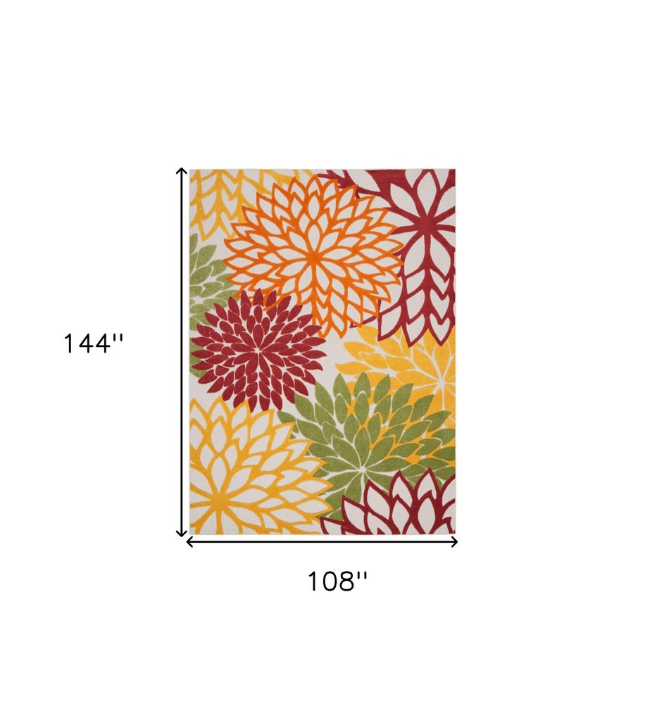 9' X 12' Red And Ivory Indoor Outdoor Area Rug — view 1