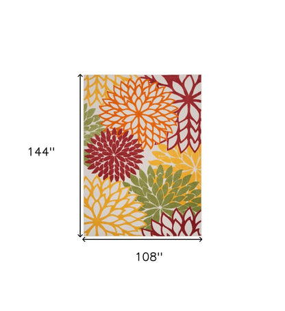 9' X 12' Red And Ivory Indoor Outdoor Area Rug HomeRoots