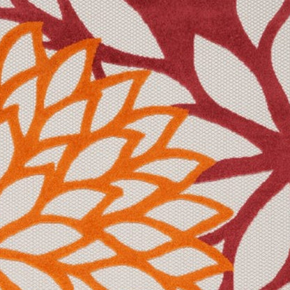 9' X 12' Red And Ivory Indoor Outdoor Area Rug HomeRoots