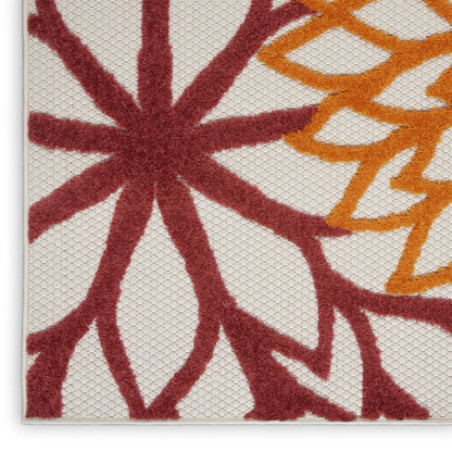 9' X 12' Red And Ivory Indoor Outdoor Area Rug HomeRoots