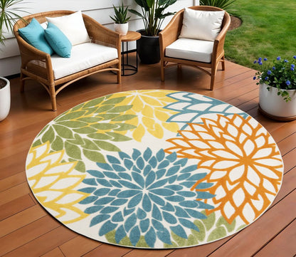 8' X 8' Blue And Ivory Indoor Outdoor Area Rug HomeRoots