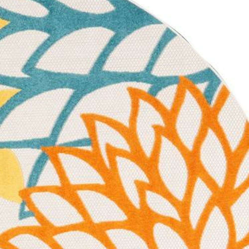 8' X 8' Blue And Ivory Indoor Outdoor Area Rug — view 2