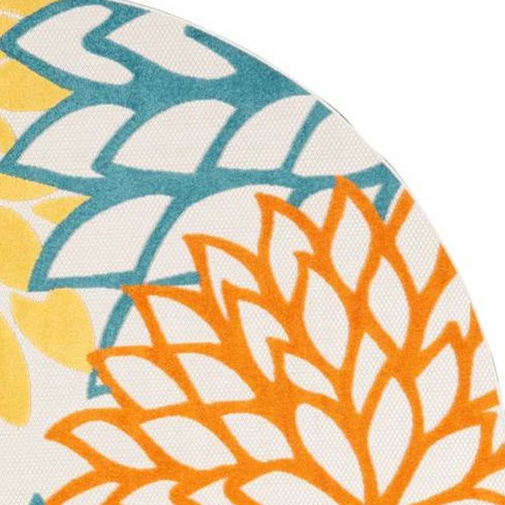 8' X 8' Blue And Ivory Indoor Outdoor Area Rug — view 3